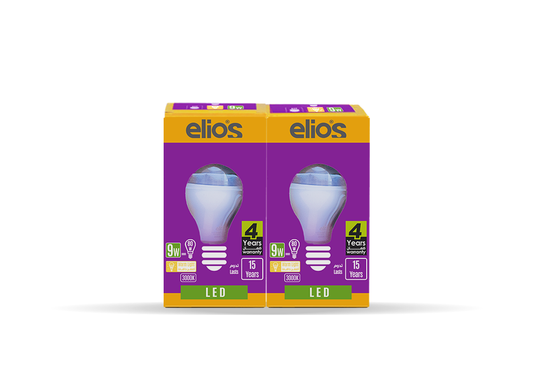 Set of 2 LED BULB (A55) 9W Warm Light 3000 Kelvin E27