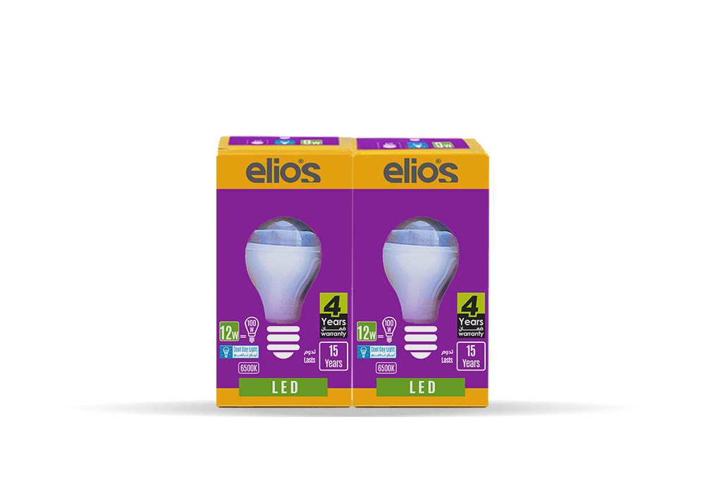 Set of 2 LED BULB (A65) 12W Cool Daylight 6500 Kelvin E27